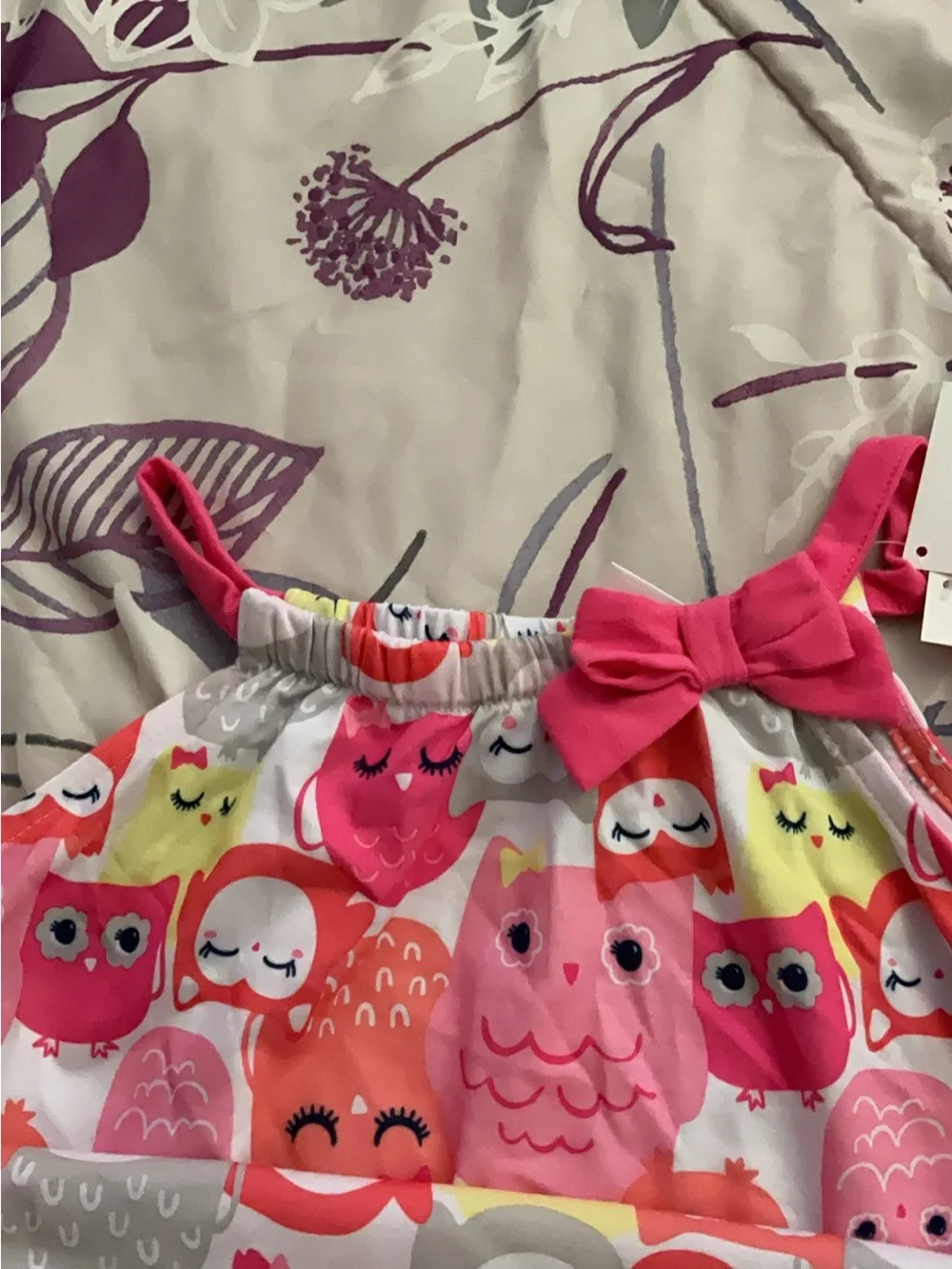 Gymboree Pink Coral & Yellow Owl Print Sundress with Bow